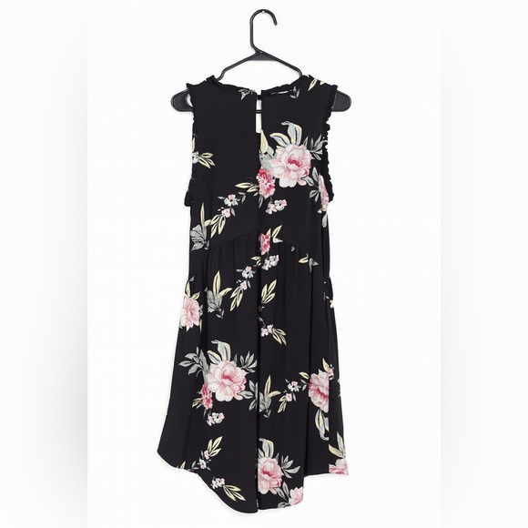 Eyeshadow Women’s XL Black Floral Sleeveless Fit & Flare Dress – Ruffle Trim - Picture 2 of 2